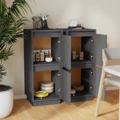 Vidaxl Komoda 2 kosa siva 31,5x34x75 cm trdna borovina
