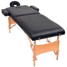 Greatstore Komplet 2-conske zložljive masažne mize in stolčka črne barve