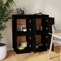 Vidaxl Komoda 2 kosa črna 31,5x34x75 cm trdna borovina