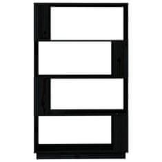 Vidaxl Knjižna omara/pregrada črna 80x25x132 cm trdna borovina
