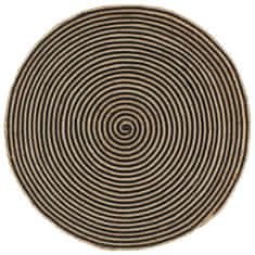 Vidaxl Preproga iz jute črn spiralni dizajn ročno izdelana 150 cm