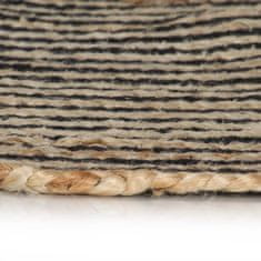 Vidaxl Preproga iz jute črn spiralni dizajn ročno izdelana 150 cm