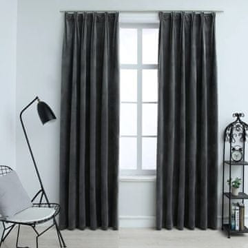 Vidaxl vidaXL Zavese s kavlji, 2 kosa, žamet, antracit, 140x245 cm