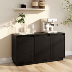 Vidaxl Komoda črna 111x34x60 cm trdna borovina