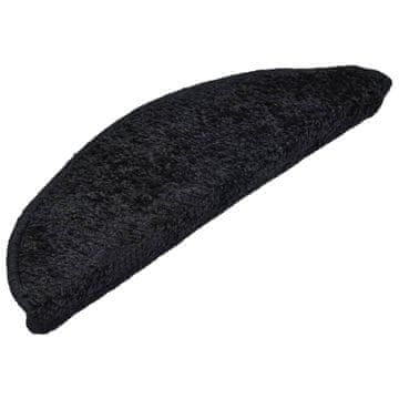 Vidaxl Stopniščne preproge 15 kosov 56x17x3 cm črne polkrožne