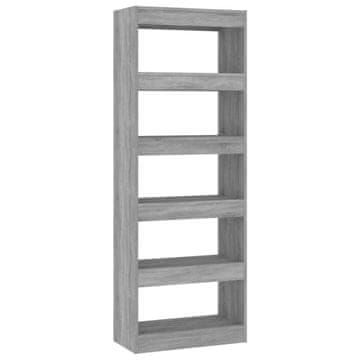 Vidaxl Knjižna omara/pregrada siva sonoma hrast 60x30x166 cm