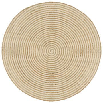 Vidaxl Preproga iz jute bel spiralni dizajn ročno izdelana 150 cm