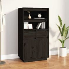 Vidaxl Visoka omara črna 60x40x116,5 cm trdna borovina