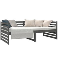 Vidaxl Dnevna postelja siva 90x190 cm trdna borovina