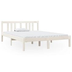 Vidaxl Posteljni okvir bel iz trdnega lesa 120x190 cm 4FT