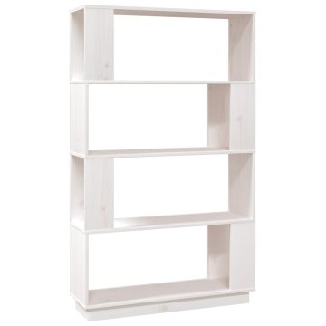 Vidaxl Knjižna omara/pregrada bela 80x25x132 cm trdna borovina