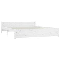 Vidaxl Posteljni okvir bel iz trdnega lesa 200x200 cm