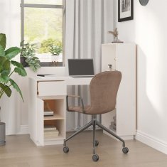Vidaxl Pisalna miza bela 110x53x117 cm trdna borovina