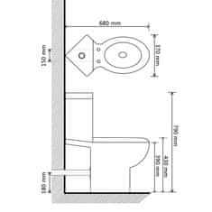 Greatstore Keramična Kotna WC Školjka Črne Barve