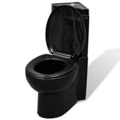Greatstore Keramična Kotna WC Školjka Črne Barve