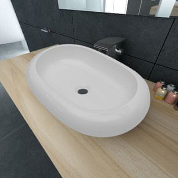 Vidaxl vidaXL Luksuzni keramični umivalnik ovalen bel 63 x 42 cm