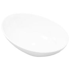 shumee Razkošni keramični umivalnik ovalne oblike bel 40x33 cm