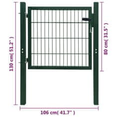 Vidaxl 2D ograjna vrata (enojna) zelena 106x130 cm
