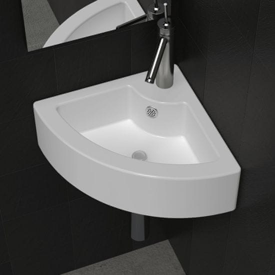 Vidaxl Umivalnik z odprtino za odtekanje 45x32x12,5 cm bel