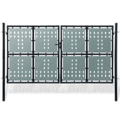 Vidaxl Dvojna Vrata za Ograjo Črne Barve 300 x 200 cm