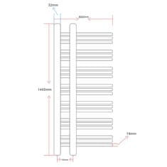 Greatstore Kopalniški cevni radiator za centralno ogrevanje E oblike 600x1400 mm