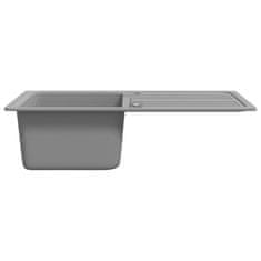 Vidaxl Granitno enojno kuhinjsko korito z dcejevalnikom reverzibilno sivo
