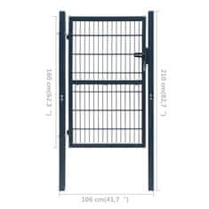 shumee 2D Vrata za Ograjo (Enojna) Antracitno Siva Barva 106 x 210 cm
