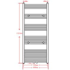 Vidaxl Kopalniški radiator z ukrivljenimi cevmi 600x1424 mm siv