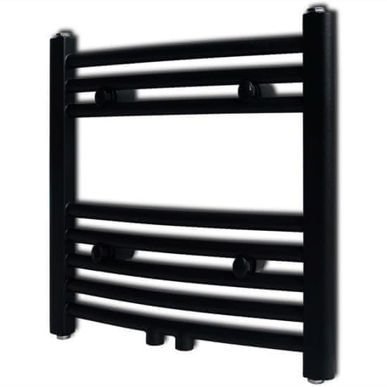 Greatstore Kopalniški radiator z ukrivljenimi cevmi 480x480 mm črn