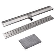 Vidaxl Kanaleta za Tuš Črtice 1030x140 mm Nerjaveče Jeklo