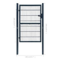 shumee Vrata za ograjo jeklo 103x250 cm antracitna