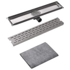 Vidaxl Kanaleta za Tuš Črtice 630x140 mm Nerjaveče Jeklo