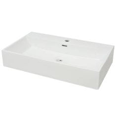 Vidaxl Umivalnik z Odprtino za Pipo Bela Keramika 76x42,5x14,5 cm