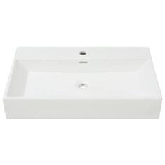 Vidaxl Umivalnik z Odprtino za Pipo Bela Keramika 76x42,5x14,5 cm