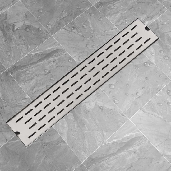Vidaxl Kanaleta za Tuš Črtice 630x140 mm Nerjaveče Jeklo