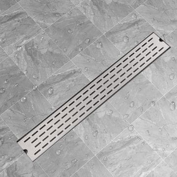 Vidaxl Kanaleta za Tuš Črtice 830x140 mm Nerjaveče Jeklo