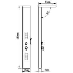 shumee Panel za tuš aluminij mat bele barve