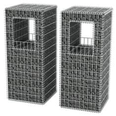 shumee Gabion stebriček / korito za rastline 2 kosa jeklo 50x50x120 cm