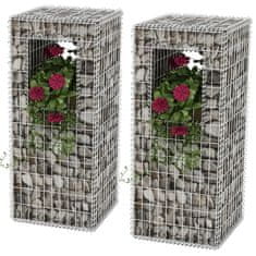 shumee Gabion stebriček / korito za rastline 2 kosa jeklo 50x50x120 cm