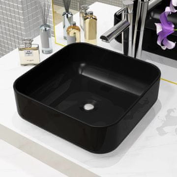 Vidaxl vidaXL Keramični kvadratni umivalnik 38 x 38 x 13,5 cm črne barve