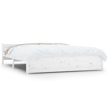 Vidaxl Posteljni okvir bel iz trdnega lesa 150x200 cm