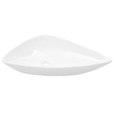 Vidaxl Keramični umivalnik trikotne oblike 645x455x115 mm bel