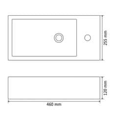 Vidaxl Umivalnik pravokotni keramika črne barve 46x25,5x12 cm
