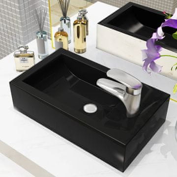 Vidaxl vidaXL Pravokotni umivalnik z odprtino za pipo 46x25,5x12 cm črne barve
