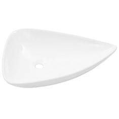 Vidaxl Keramični umivalnik trikotne oblike 645x455x115 mm bel