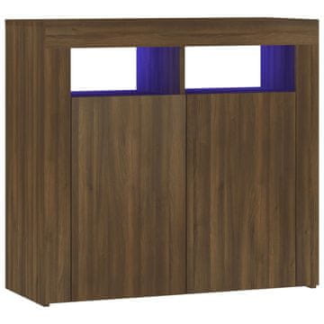 Vidaxl Komoda z LED lučkami rjavi hrast 80x35x75 cm