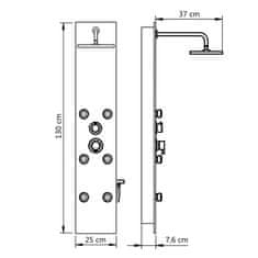 Vidaxl Panelna enota za tuš steklo 25x44,6x130 cm bela