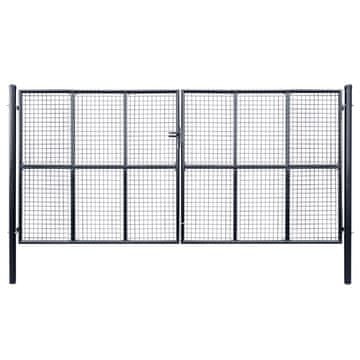 Vidaxl Vrtna mrežasta vrata iz pocinkanega jekla 400 x 200 cm siva