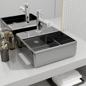 Vidaxl Umivalnik z odprtino za pipo 38x30x11,5 cm keramičen srebrn