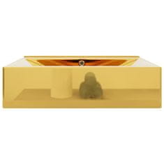 Vidaxl Umivalnik z odprtino za odtekanje 60x46x16 cm keramičen zlat